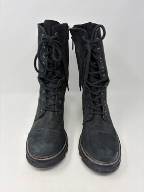 Donald J. Pliner Gita combat boots 7.5 M black leather $325 moto cap toe